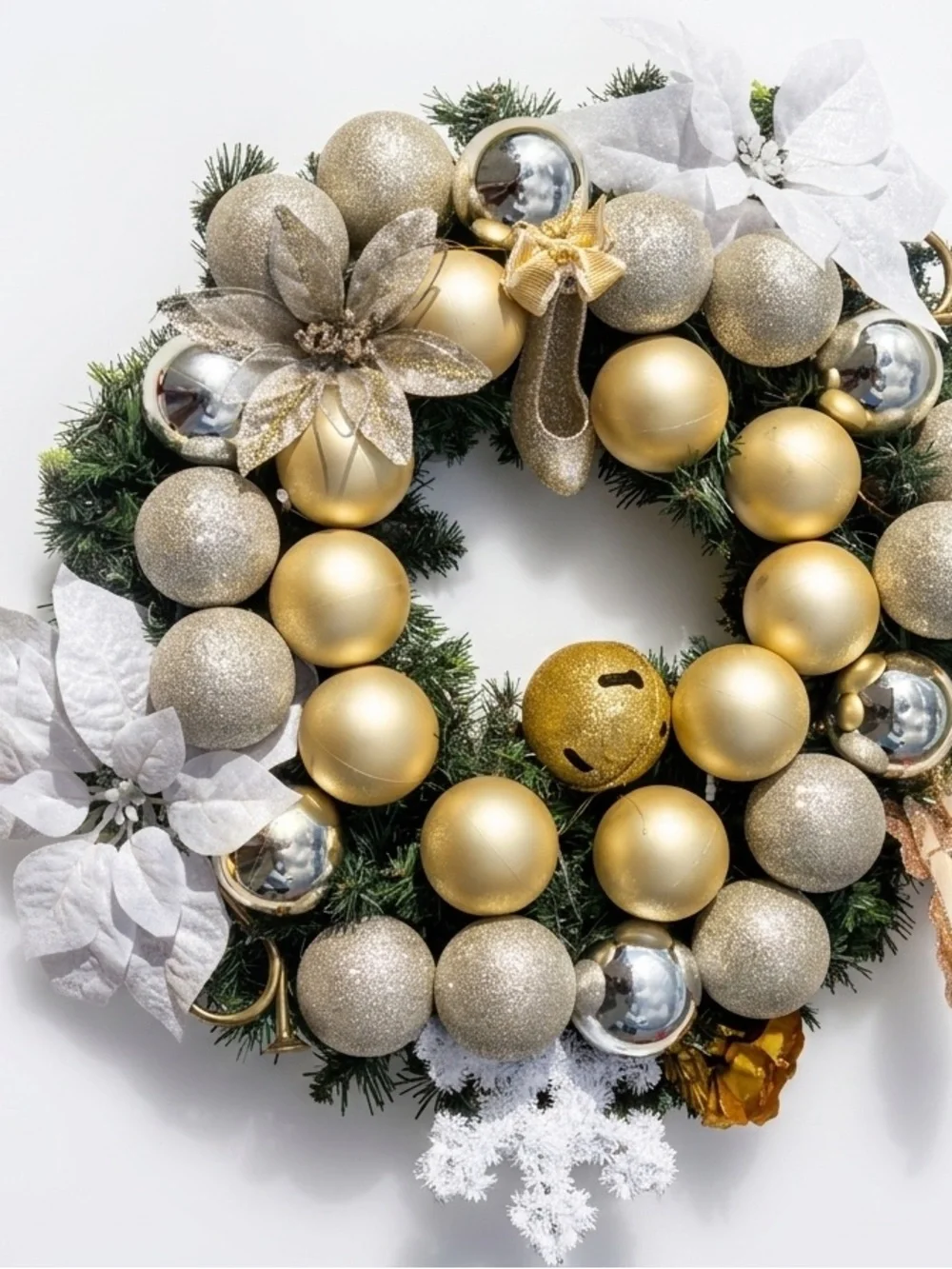 Elegant Gold and Silver Holiday Wreath - Made by me